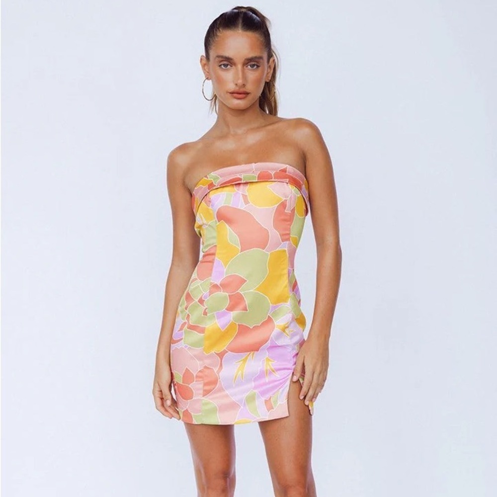 NWT Runaway The Label Jay Floral Strapless Mini Dress L